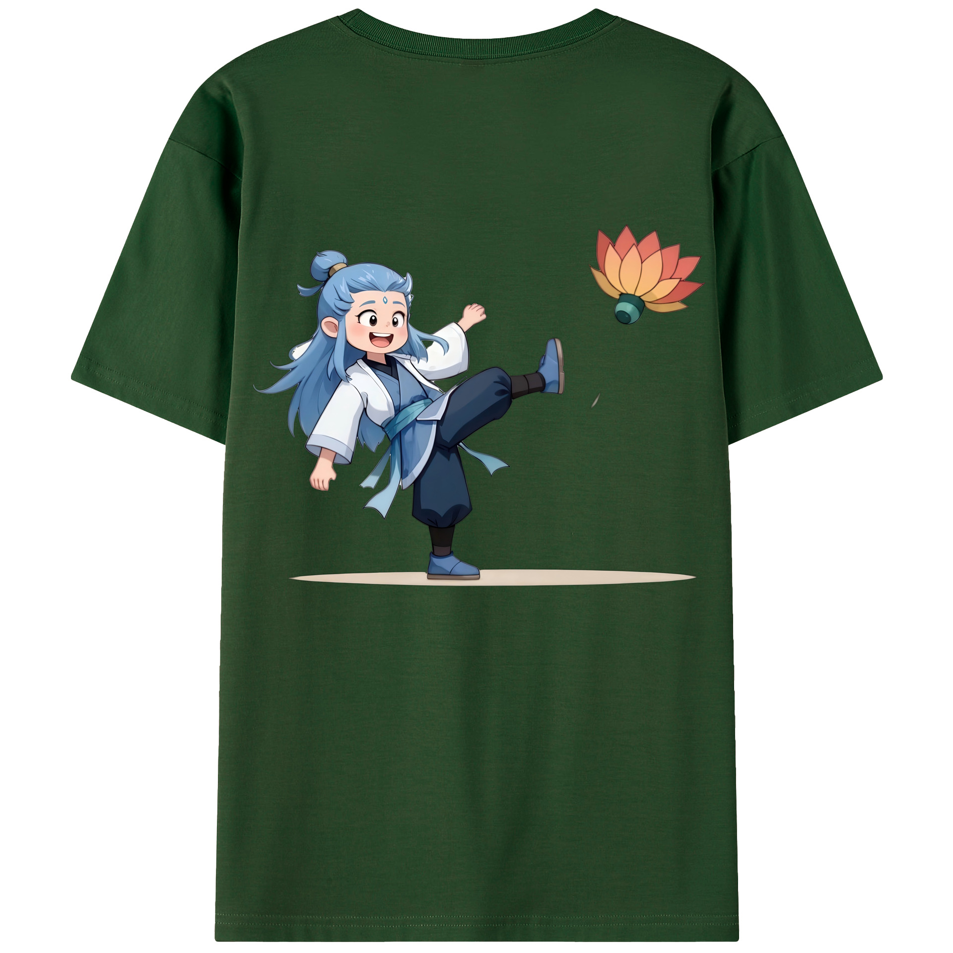 （画像用） Ne Zha 2 ナタ 魔童の大暴れ 綿100％半袖Tシャツ（背面プリント）